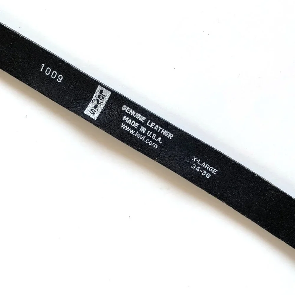 Levi’s Strauss & Co Youth Black Genuine Leather Belt XL Silver Buckle Made in US